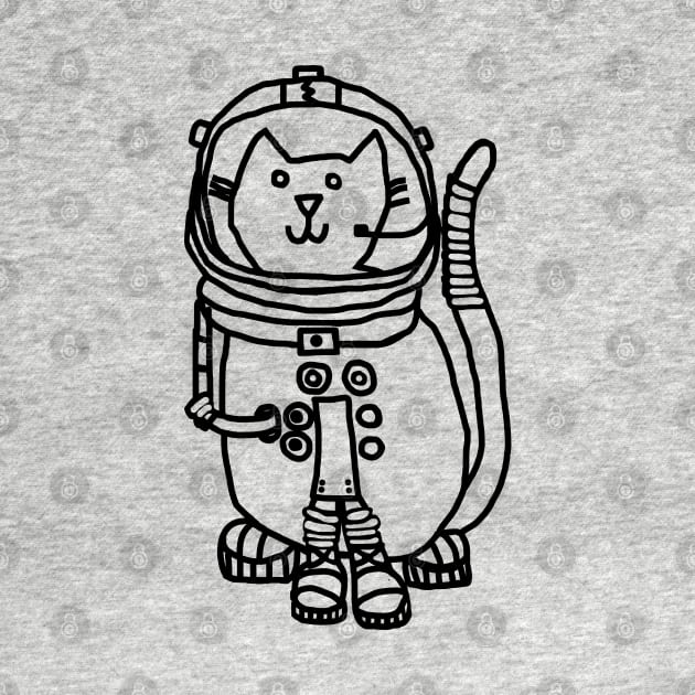 Space Captain Yellow Cat Astronaut Outline by ellenhenryart